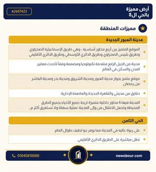 أرض - تم التخصيص 400 م² عمارة سكني — مدينة العبور الجديدة، الحي الثامن، مجاورة 7 — مميزات المنطقة — 3
