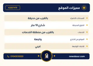 أرض - تم التخصيص 276 م² عمارة سكني — مدينة العبور الجديدة، الحي الثامن، المجاورة 5 — بطاقة الإعلان — 5